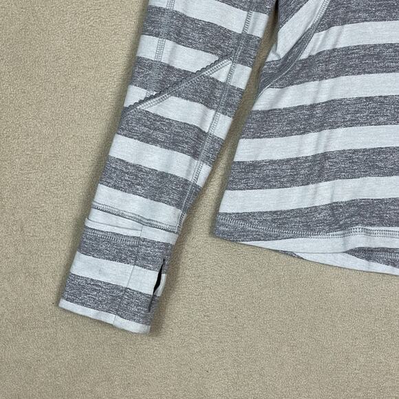 Lululemon Pullover Womens 8 Gray Striped Race Your Pace 1/2 Zip Long Sleeve Top - Picture 6 of 10